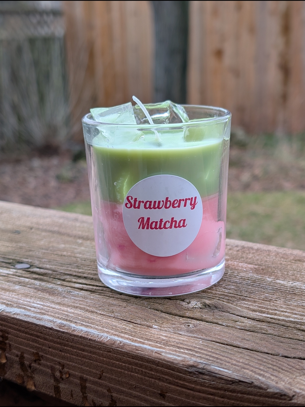 Strawberry Matcha Layered Scented Candle - Pink & Green